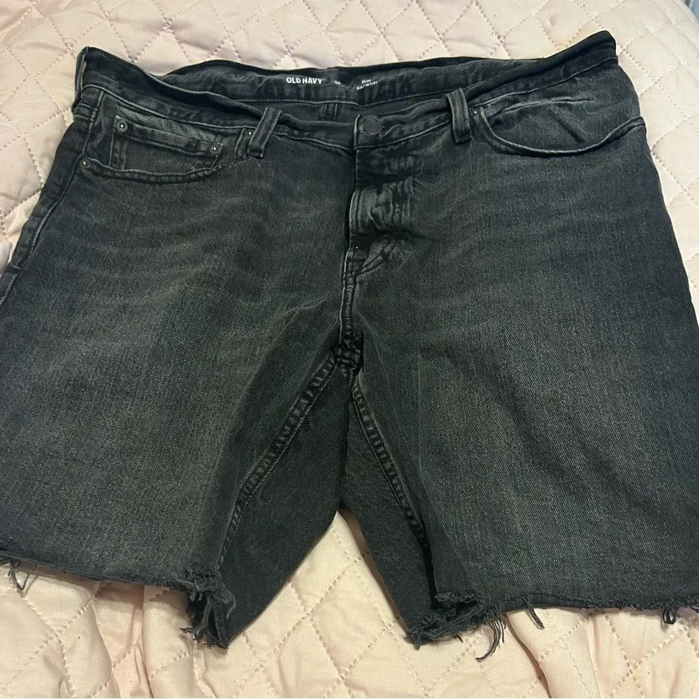 Old Navy Faded Black Jean Shorts Distressed Style - Picture 5 of 11